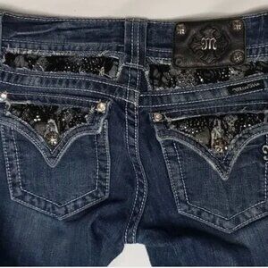 Miss Me Jeans Bootcut Sz. 28 Black Lace Embellishment